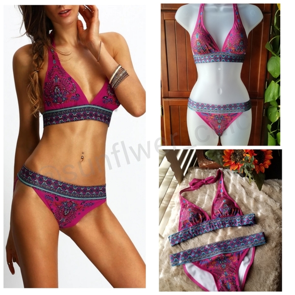 🆕️NEW Tribal/Boho Print Halter Bikini - Picture 4 of 13